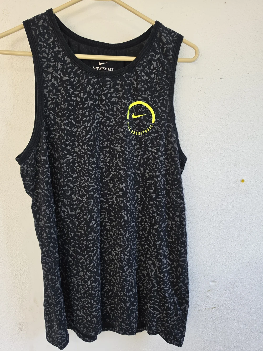 Nike Black Heather Tank Top with Neon Accent